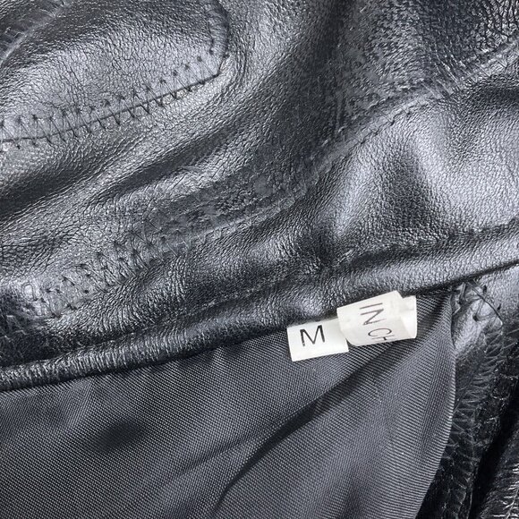 Unbranded Chaps Adult Medium Black Leather Patchwork Buckle Lace Up Zip VTG - Picture 4 of 11